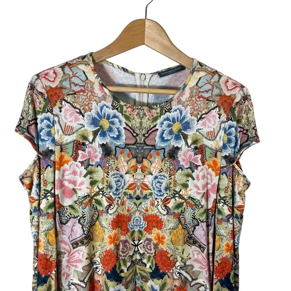 ALEXANDER MCQUEEN Slash Sleeve Kaleidoscope Floral Print Top - Picture 5 of 15